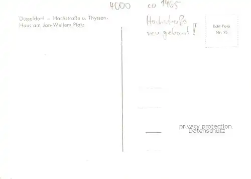 AK / Ansichtskarte  Duesseldorf Hochstrasse und Thyssenhaus am Jan-Wellem-Platz Duesseldorf