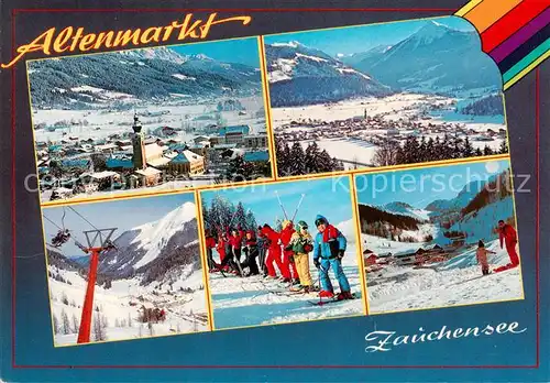 AK / Ansichtskarte  Altenmarkt_Zauchensee_AT Panorama Sessellift Skischule Ortsansicht 