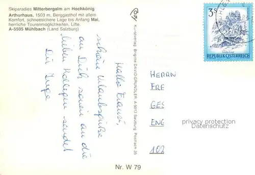 AK / Ansichtskarte 73861458 Muehlbach_Hochkoenig_AT Arthurhaus Berggasthof Skigebiet Mitterbergalm 