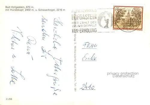 AK / Ansichtskarte 73861495 Bad_Hofgastein_AT mit Hundskopf 