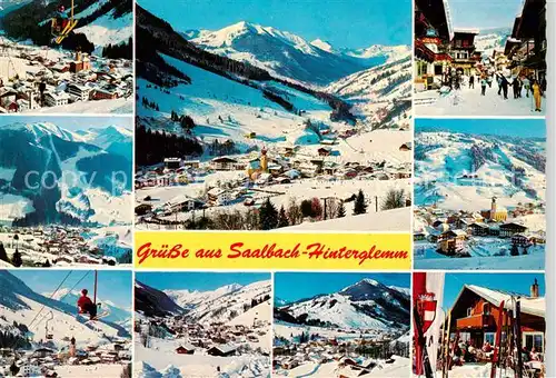 AK / Ansichtskarte  Saalbach_-Hinterglemm_AT Zwoelferkogel Baerenkopflift Schattberg Kohlmaislift Hinterglemm Talschluss Zwoelferkogel Skihuette Marietta Dorfstrasse 