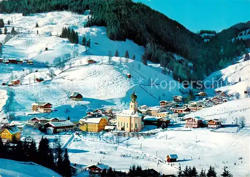 AK / Ansichtskarte 73861530 Saalbach_-Hinterglemm_AT Panorama mit Kirche 