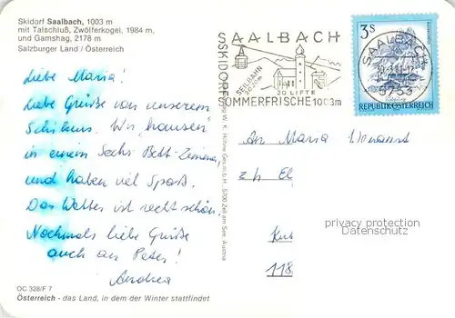 AK / Ansichtskarte  Saalbach_-Hinterglemm_AT mit Talschluss Zwoelferkogel und Gamshag 