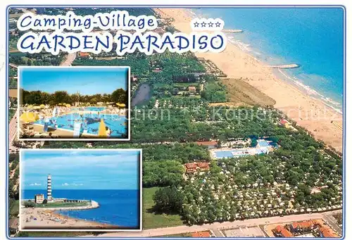 AK / Ansichtskarte  Lido_di_Cavallino Camping Village Garden Paradiso Leuchtturm Swimming Pool Strand Luftaufnahme Lido_di_Cavallino