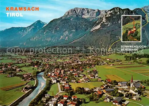 AK / Ansichtskarte  Kramsach Fliegeraufnahme mit Sonnwendjoch Bergbahn Kramsach