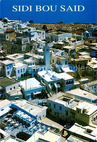 AK / Ansichtskarte  Sidi-Bou-Said_Tunesie Le bleu et le blanc Vue aerienne 