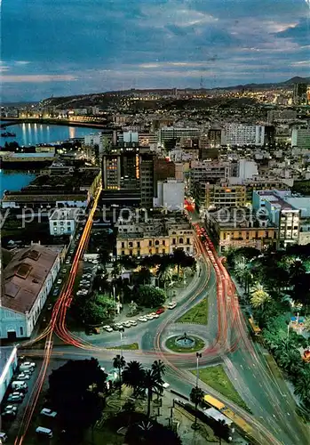 AK / Ansichtskarte  Las_Palmas_Gran_Canaria Vista parcial del Puerto de la Luz y Parque de Santa Catalina al anochecer Las_Palmas_Gran_Canaria