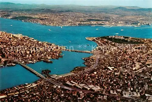 AK / Ansichtskarte 73861990 Istanbul_Constantinopel_TK Golden Horn the bridge and Bosphorus Fliegeraufnahme 