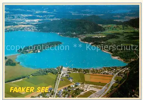 AK / Ansichtskarte 73862035 Faakersee_Kaernten_AT Fliegeraufnahme Sandbank mit Strandcamping 