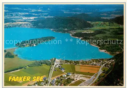 AK / Ansichtskarte  Faakersee_Kaernten_AT Fliegeraufnahme Sandbank mit Strandcamping 