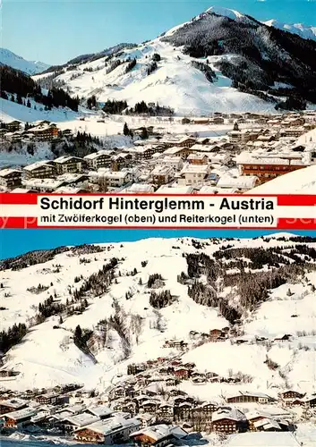 AK / Ansichtskarte 73862107 Hinterglemm_Saalbach mit Zwoelferkogel und Reiterkogel Hinterglemm_Saalbach