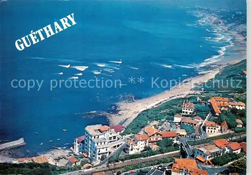 AK / Ansichtskarte  Guethary_64 Vue aérienne sur la plage avec au loin Biarritz 