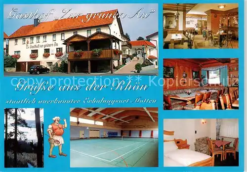 AK / Ansichtskarte 73862276 Motten_Bayern Gasthof Zur gruenen Au Gastraum Fremdenzimmer Tennishalle 