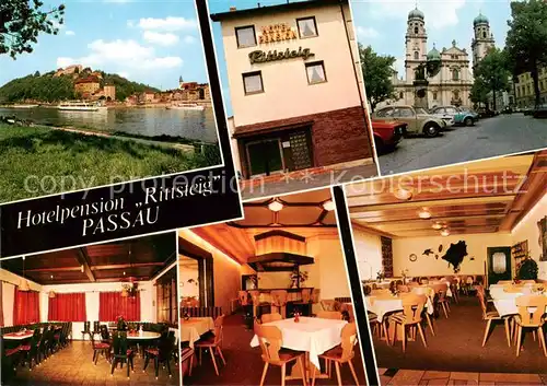 AK / Ansichtskarte  Rittsteig_Passau Hotelpension Rittsteig Restaurant Partie an der Donau Rittsteig_Passau