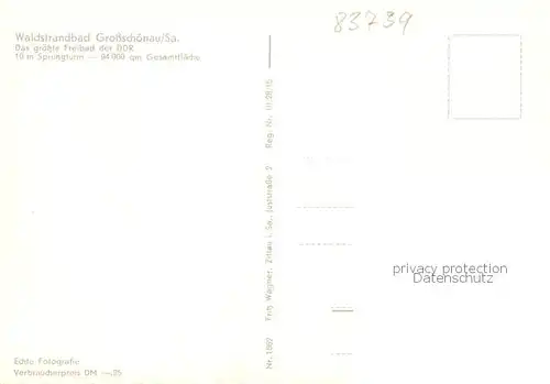 AK / Ansichtskarte 73862408 Grossschoenau_Sachsen Waldstrandbad Sprungturm Groesstes Freibad der DDR Grossschoenau Sachsen