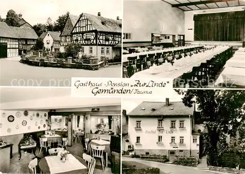 AK / Ansichtskarte  Gemuenden_Taunus Gasthaus Pension Zur Linde Restaurant Festsaal Fachwerkhaus Gemuenden Taunus