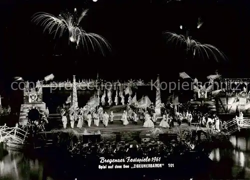 AK / Ansichtskarte 73862456 Bregenz_Vorarlberg_Bodensee Bregenzer Festspiele 1961 Spiel auf dem See Der Zigeunerbaron 