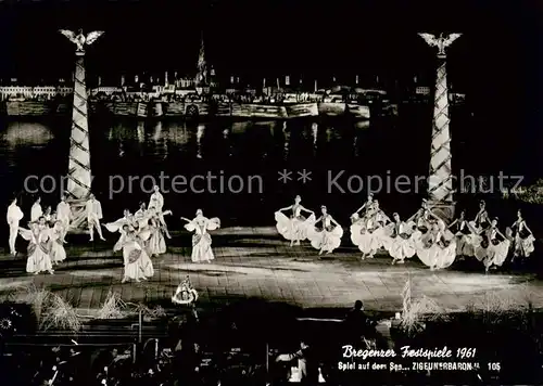 AK / Ansichtskarte 73862457 Bregenz_Vorarlberg_Bodensee Bregenzer Festspiele 1961 Spiel auf dem See Der Zigeunerbaron 