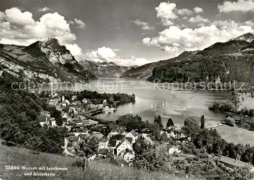 AK / Ansichtskarte  Weesen__Walensee_SG mit Leistkamm und Alvierkette 