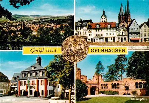 AK / Ansichtskarte 73862519 Gelnhausen Panorama Untermarkt Rathaus Kaiserpfalz Gelnhausen