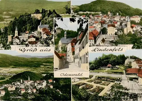 AK / Ansichtskarte  Lindenfels_Odenwald Panorama Burgaufgang Burgblick Teilansicht Kurpark Lindenfels Odenwald