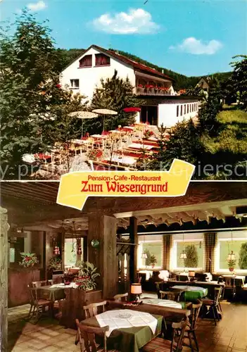 AK / Ansichtskarte 73862549 Heimbuchenthal Pension Cafe Restaurant Zum Wiesengrund Gastraeume Heimbuchenthal