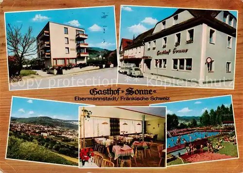AK / Ansichtskarte 73862558 Ebermannstadt Gasthof Pension Sonne ADAC-Lokal Freibad Panorama Ebermannstadt