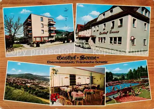 AK / Ansichtskarte  Ebermannstadt Gasthof Pension Sonne ADAC-Lokal Freibad Panorama Ebermannstadt