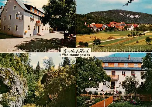 AK / Ansichtskarte  Wohlmannsgesees Gasthof Heid Blick ueber die Felder zum Ort Natur Fraenkische Schweiz Felsen Wohlmannsgesees