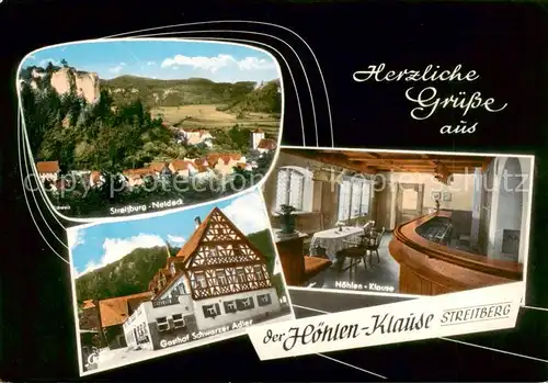 AK / Ansichtskarte  Streitberg_Oberfranken Gasthof Schwarzer Adler Hoehlen-Klause Panorama Neideck Fraenkische Schweiz Streitberg Oberfranken