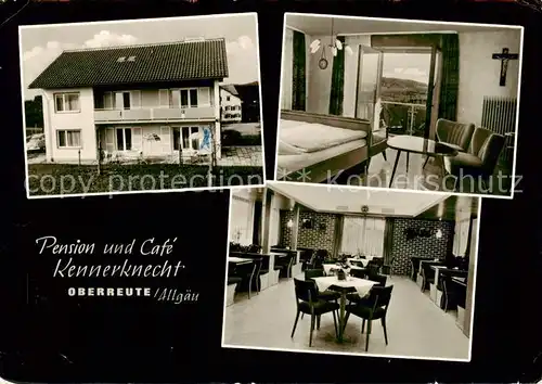 AK / Ansichtskarte 73862566 Oberreute Pension Café Kennerknecht Gastraum Fremdenzimmer Oberreute