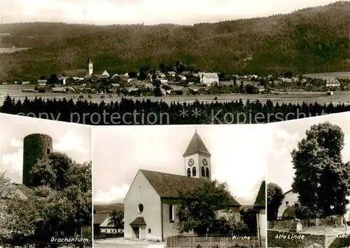 AK / Ansichtskarte 73862576 Treffelstein Panorama Drachenturm Kirche Alte Linde Treffelstein