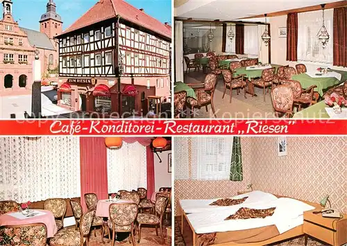 AK / Ansichtskarte 73862592 Buchen__Odenwald Café Konditorei Restaurant Riesen Gastraum Fremdenzimmer Altstadt Fachwerkhaus 