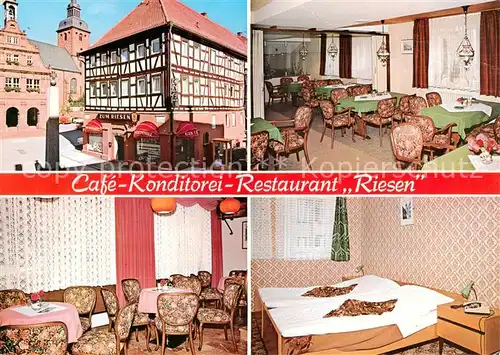 AK / Ansichtskarte  Buchen__Odenwald Café Konditorei Restaurant Riesen Gastraum Fremdenzimmer Altstadt Fachwerkhaus 