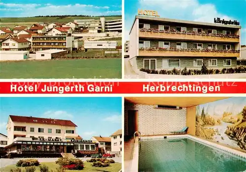 AK / Ansichtskarte 73862598 Herbrechtingen Hotel Jungerth Hallenbad SB-Markt Panorama Herbrechtingen