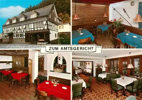 AK / Ansichtskarte  Kirchhundem Hotel Pension zum Amtsgericht Gastraeume Fachwerkhaus Kirchhundem