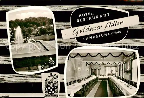 AK / Ansichtskarte  Landstuhl Hotel Restaurant Goldener Adler Rittersaal ehemals Palais Sickingen Wasserspiele Landstuhl