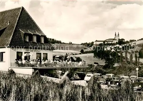 AK / Ansichtskarte 73862630 Banz_Bad_Staffelstein Gaestehaus am Banzer Wald Blick zum Schloss Banz_Bad_Staffelstein