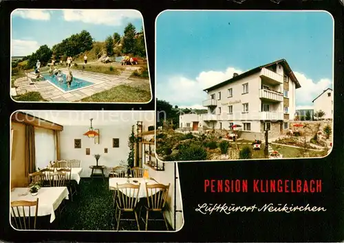 AK / Ansichtskarte  Neukirchen_Knuellgebirge Pension Klingelbach Gastraum Wassertreten Neukirchen Knuellgebirge