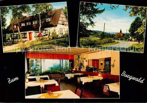 AK / Ansichtskarte  Burgwald_Eder Gasthaus zum Burgwald Gastraum Hauptstrasse Blick zur Kirche Burgwald Eder