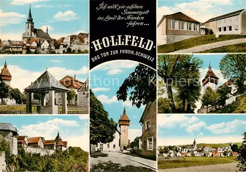 AK / Ansichtskarte  Hollfeld Kirche Pavillon Stadtmauer Schule Turm Panorama Hollfeld