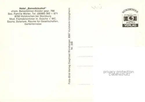 AK / Ansichtskarte  Holzkirchen_Unterfranken Hotel Benedictushof Gastraeume Kaminzimmer Holzkirchen Unterfranken