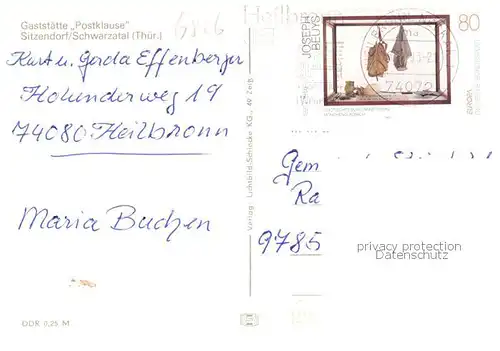 AK / Ansichtskarte 73862679 Sitzendorf_Thueringen Gaststaette Postklause Sitzendorf Thueringen