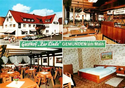 AK / Ansichtskarte 73862691 Gemuenden__Main Gasthof Zur Linde Gastraeume Zimmer 