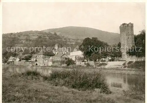 AK / Ansichtskarte 73862700 Dausenau Teilansicht mit schiefer Turmruine Dausenau