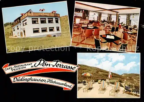 AK / Ansichtskarte 73862706 Duedinghausen_Medebach Cafe Restaurant Poen Terrasse  Duedinghausen Medebach