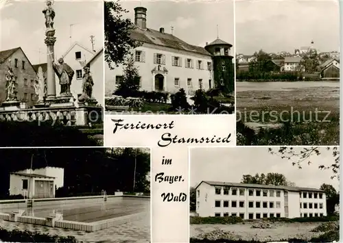 AK / Ansichtskarte  Stamsried Denkmal Rathaus Panorama Schwimmbad  Stamsried