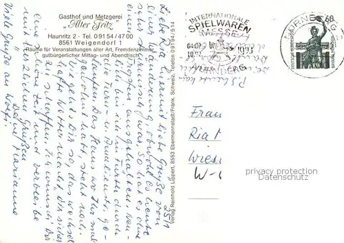 AK / Ansichtskarte  Weigendorf_Oberpfalz Gasthof Alter Fritz Haunritz Panorama Gaststube Weigendorf Oberpfalz