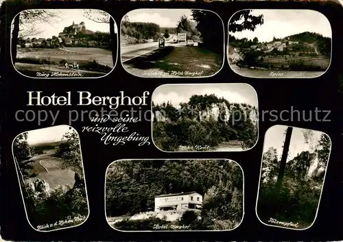 AK / Ansichtskarte  Schermshoehe Burg Hohenstein Zufahrt zu Hotel Berghof Spies Panorama Hotel Berghof Felsenpfad Schermshoehe