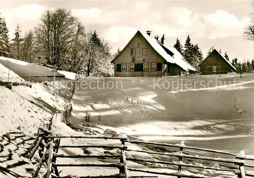 AK / Ansichtskarte 73862811 Clausthal-Zellerfeld Gaststaette Dammhaus im Winter Clausthal-Zellerfeld